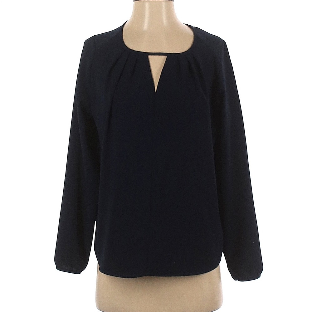 Nordstrom Long Sleeve Black Keyhole Blouse Size M